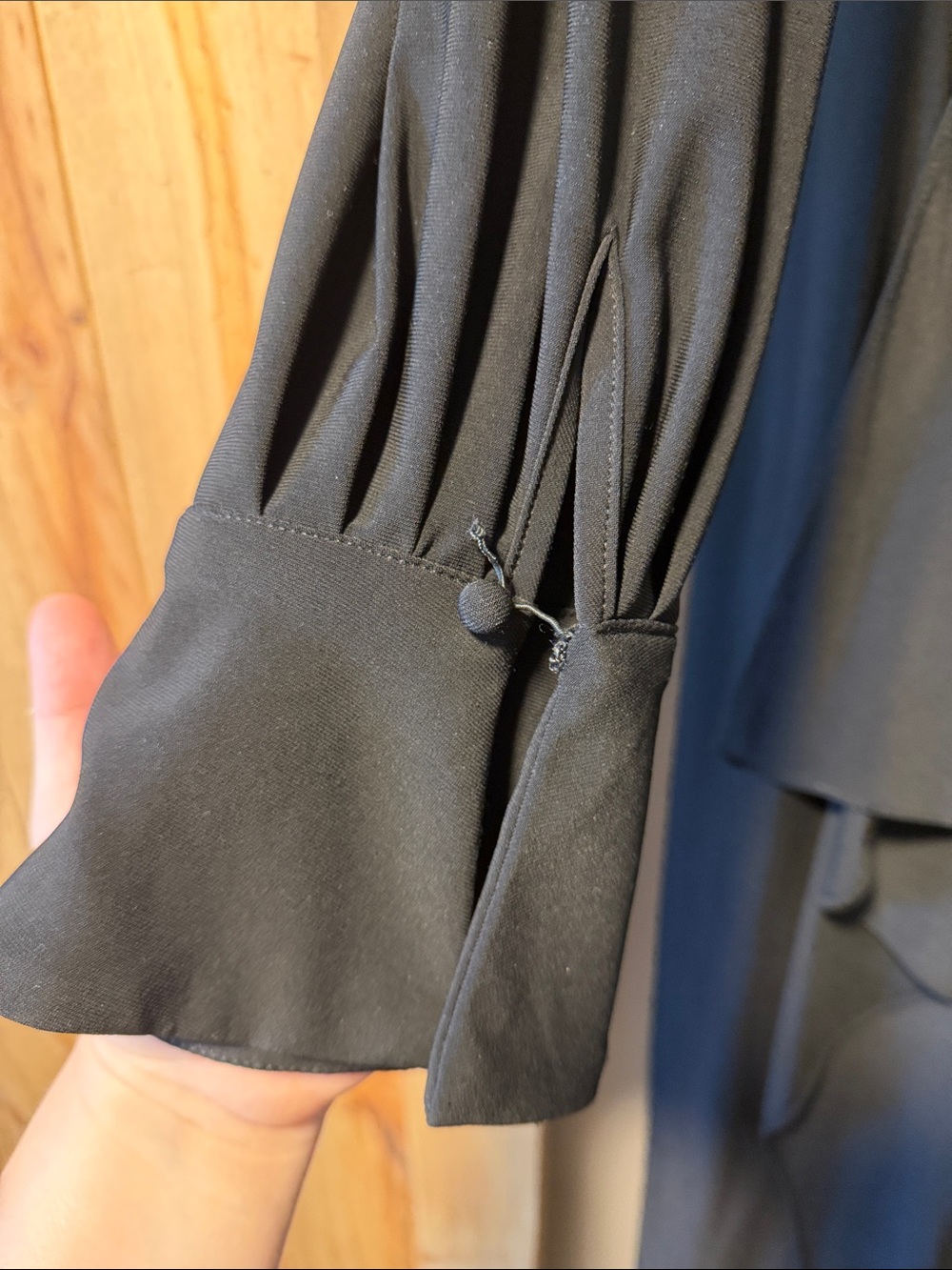 Xscape Black Long Sleeve Draped Wrap Maxi Dress - Picture 4 of 9